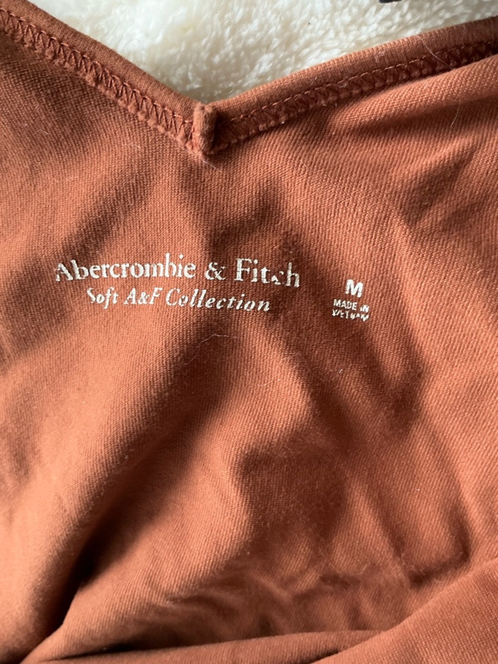 Abercrombie Soft A&F Bare Seamless V-Neck Bodysuit Rust Brown M